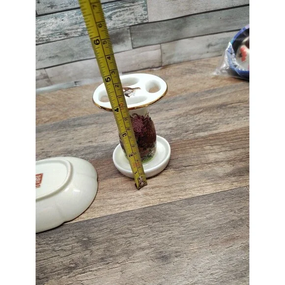 Shibata Japan 2 Piece Bathroom Set: Soap Dish, Toothbrush Holder To Cotton Core - Picture 9 of 10